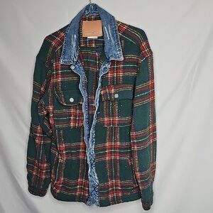 First Row Flannel Jean Button Up Warm Country Corral Horse Jacket Sz MEDIUM